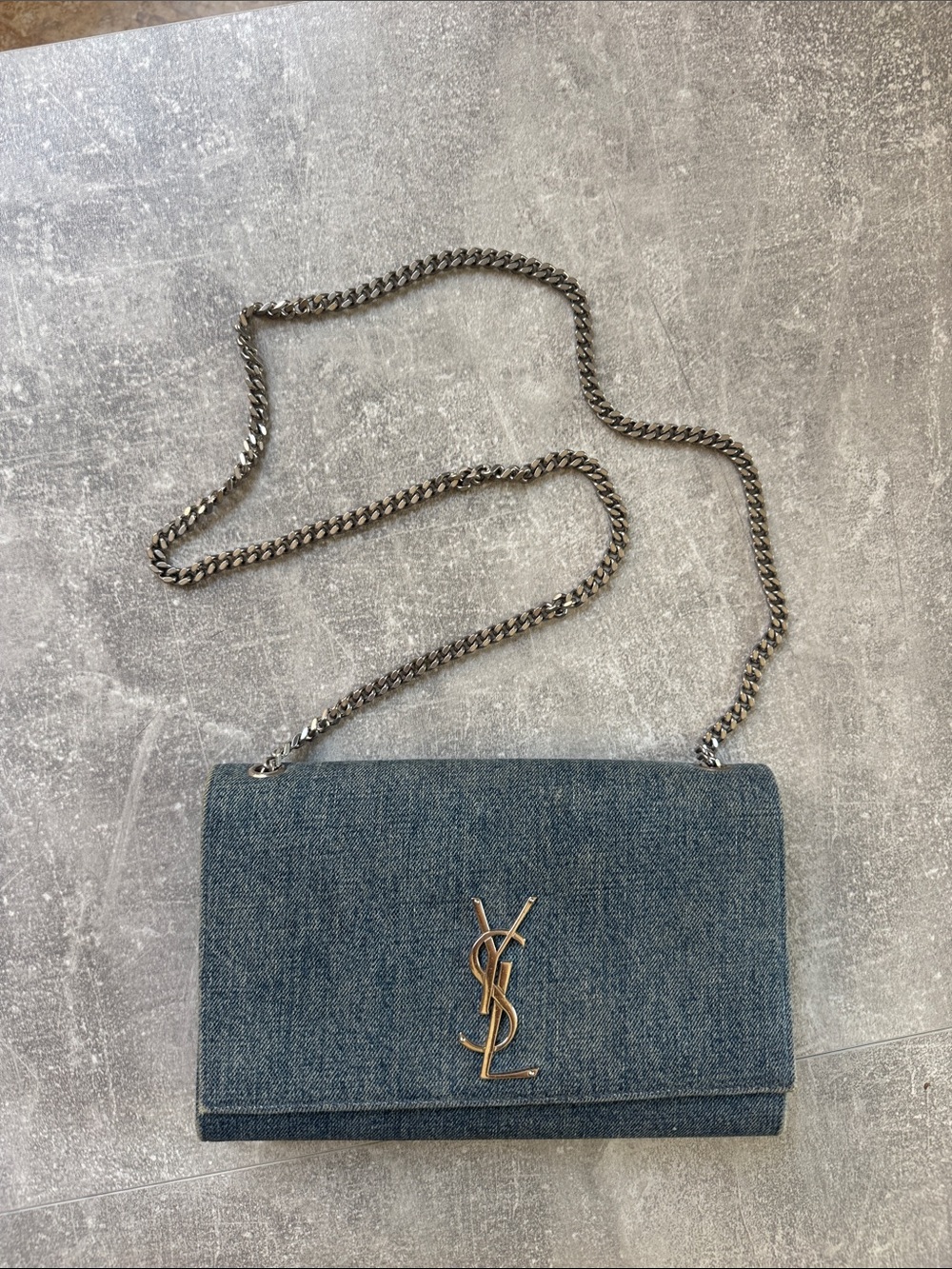 Yves Saint Laurent Denim Kate crossbody Chain Shoulder Bag